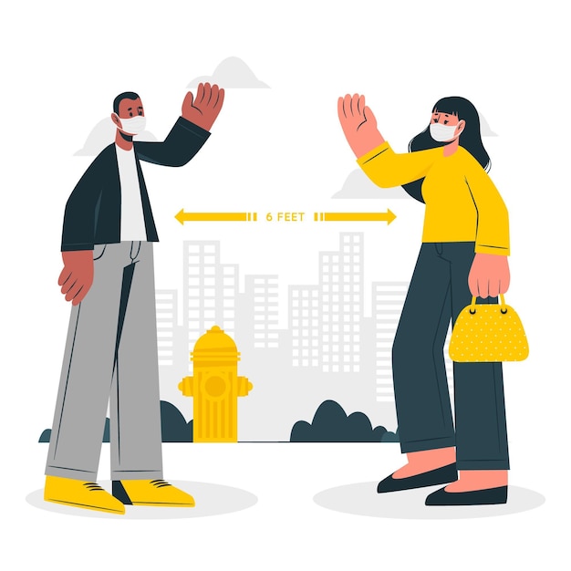 Free vector social distancing concept illustration