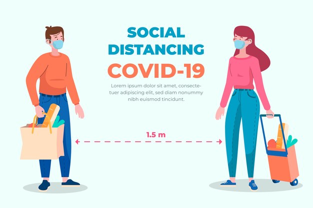 Free vector social distancing concept template