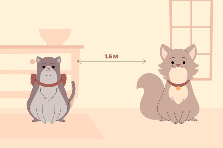 Free Vector social distancing concept with cute animals