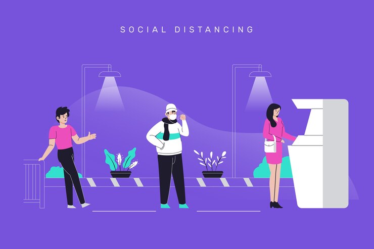 Free Vector social distancing coronavirus concept