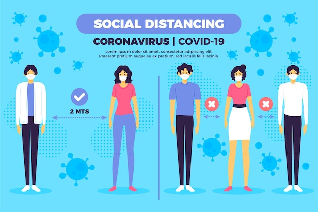 Free vector social distancing infographic