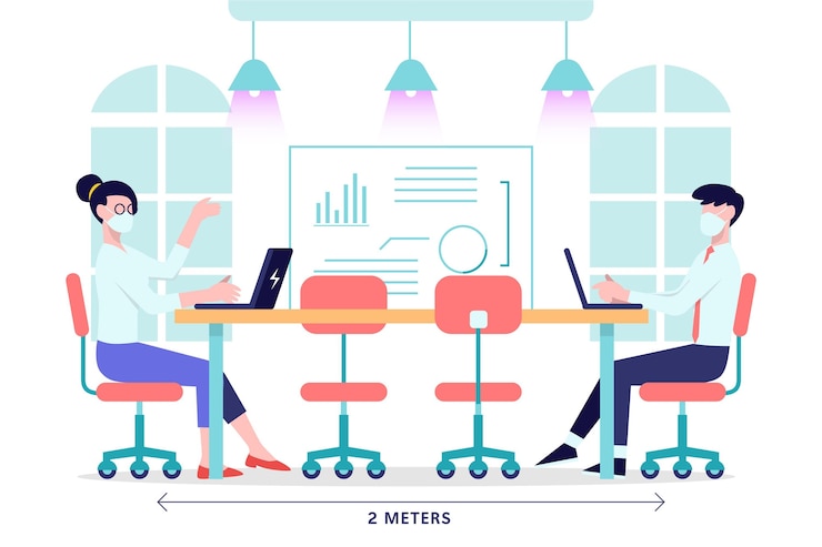 Free Vector social distancing in a meeting