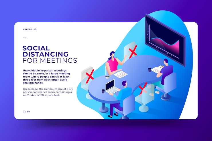 Free Vector social distancing in a meeting