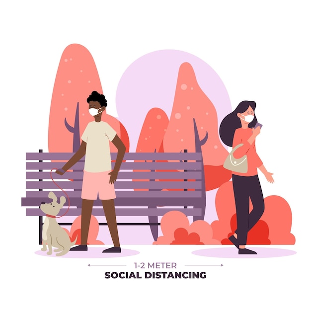 Free vector social distancing in a park