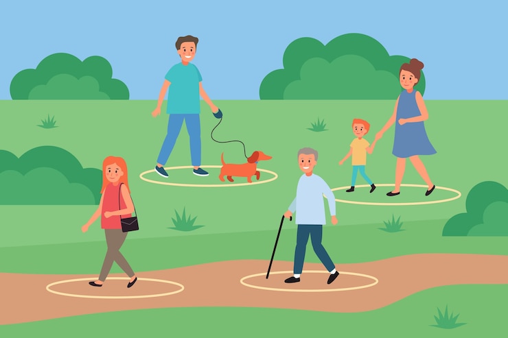 Free Vector social distancing in a park