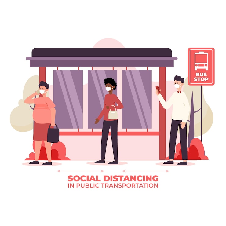 Free Vector social distancing in public transportation