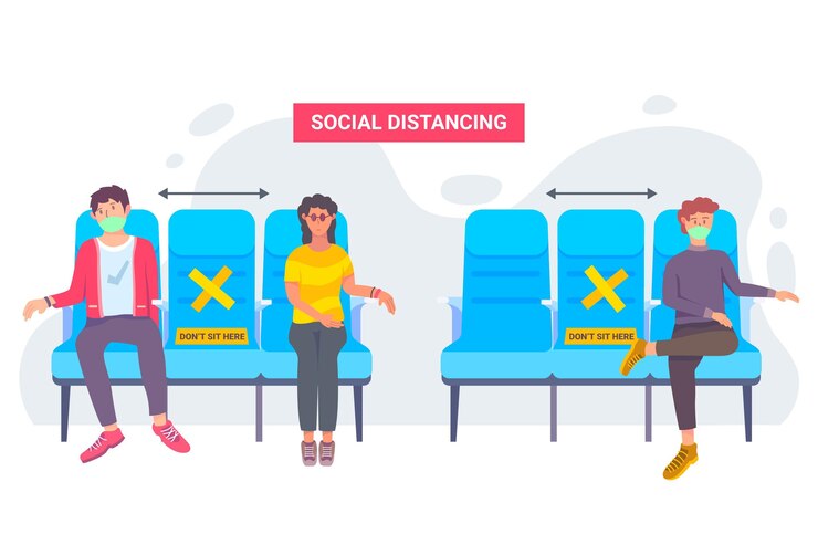 Free Vector social distancing in public transportation