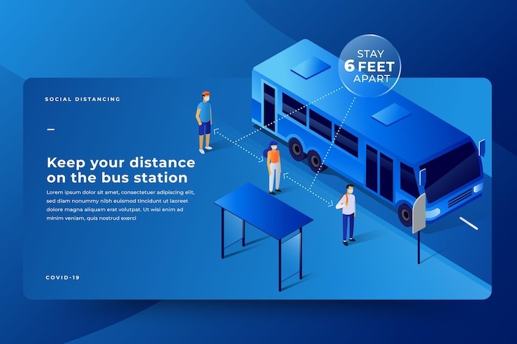 Free Vector social distancing in public transportation