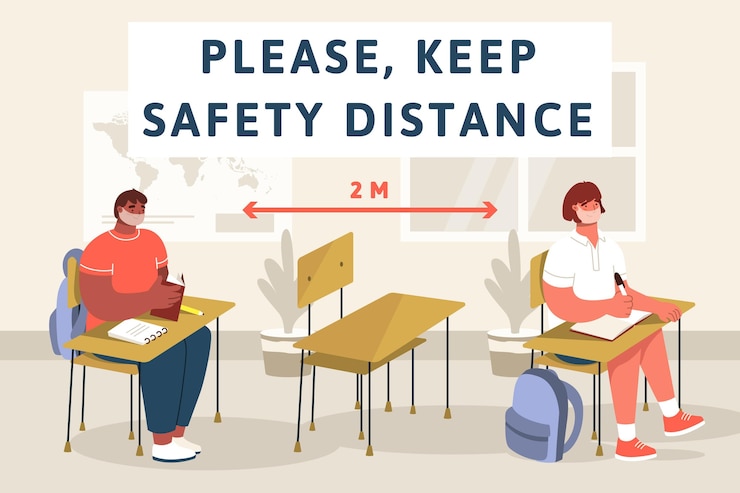 Free Vector social distancing at school