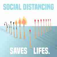 Free vector social distancing with matches concept