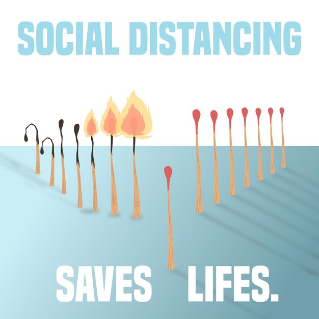 Social distancing with matches concept