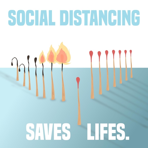 Social distancing with matches concept