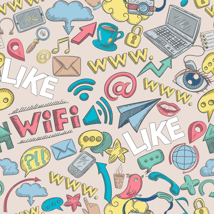 Free Vector social doodle seamless