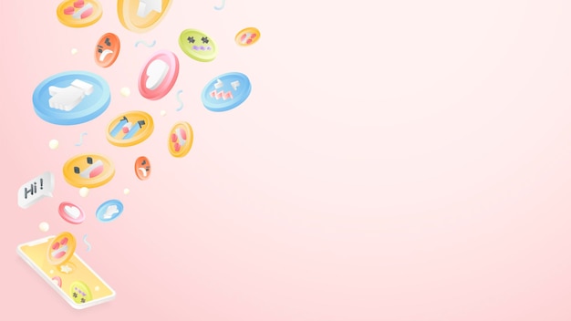 Social emoticons background template vector