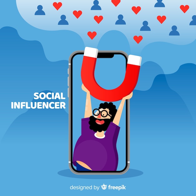 Vettore gratuito concetto di influencer sociale