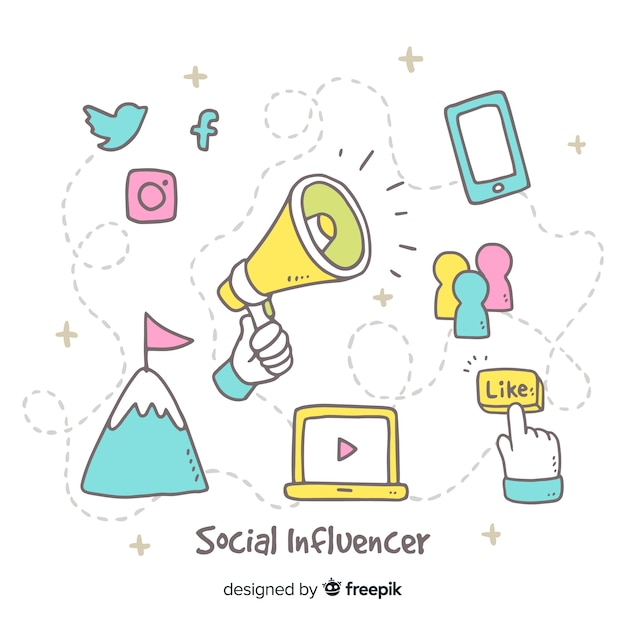 Free vector social influencer hand drawn background