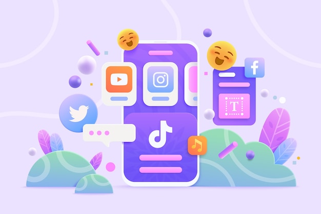 Free vector social media 3d concept background