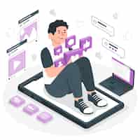 Free vector social media addiction concept illustration