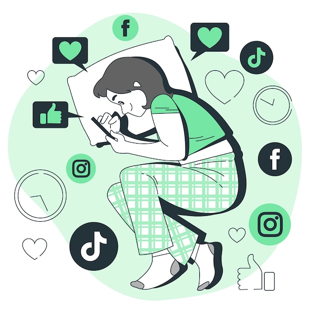 Free vector social media addiction concept illustration