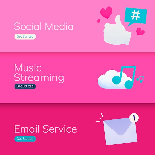 Social media application banner vectors