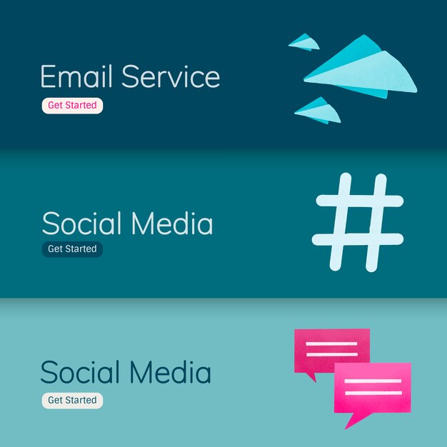 Social media application banner vectors