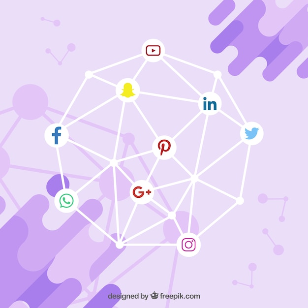 Free vector social media background with flat design
