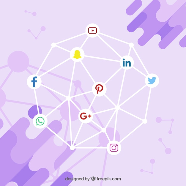 Social media background with flat design