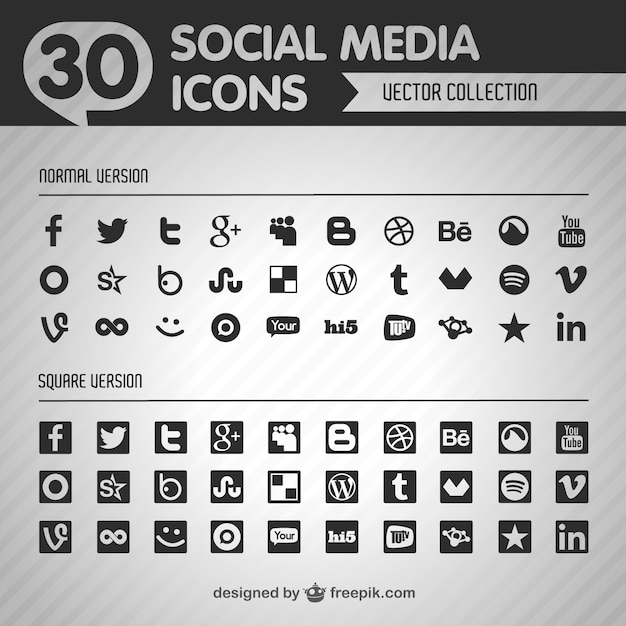 Free vector social media black icons
