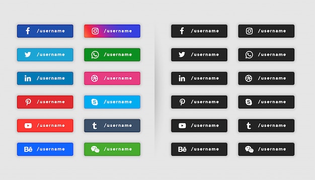 Free vector social media button style lower third collection