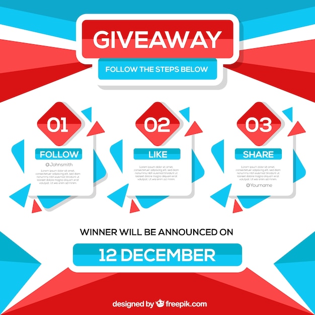 Free vector social media contest steps