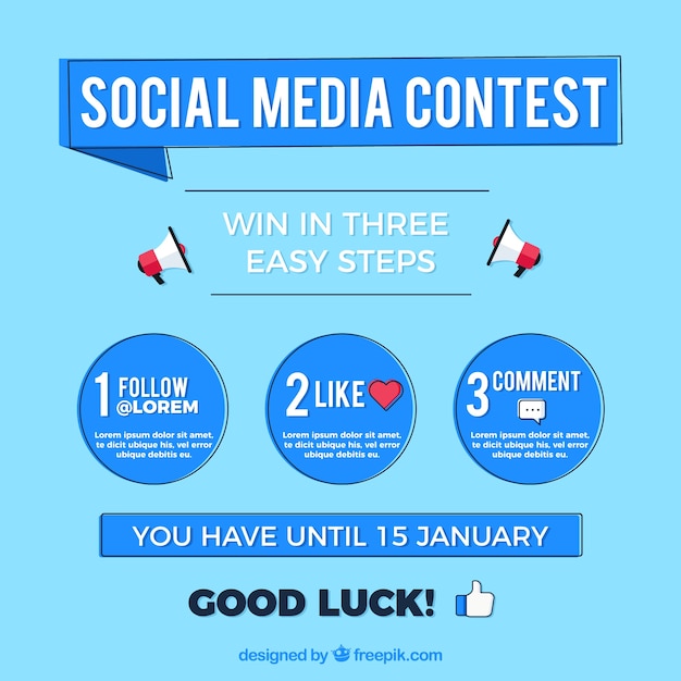 Free vector social media contest steps