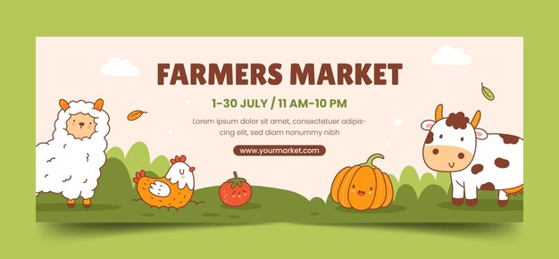 Social media cover template for agriculture and farming organic food