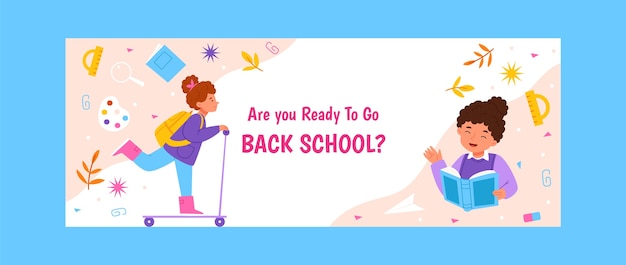 Free vector social media cover template for back to school season