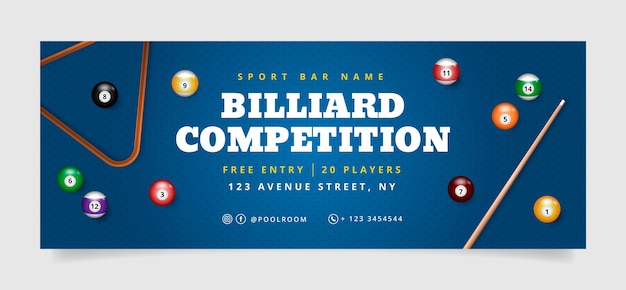 Social media cover template for billiards club and pool game