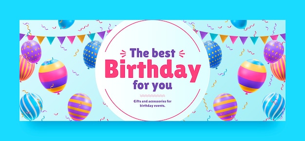 Free vector social media cover template for birthday anniversary celebration