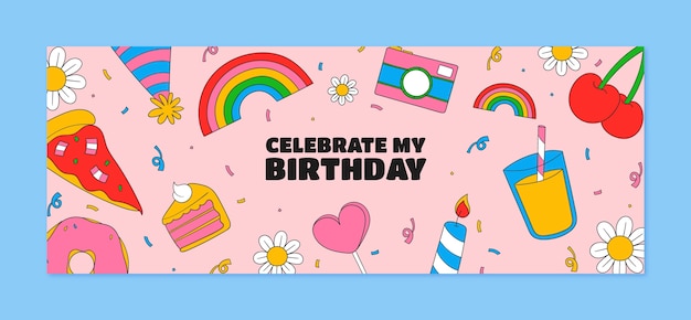 Free vector social media cover template for birthday anniversary celebration