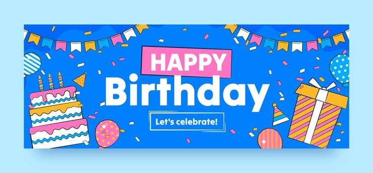 無料Vector 誕生日パーティーのお祝いのソーシャル メディアの表紙のテンプレート