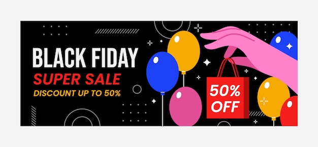 Vettore gratuito modello di copertina dei social media per le vendite del black friday