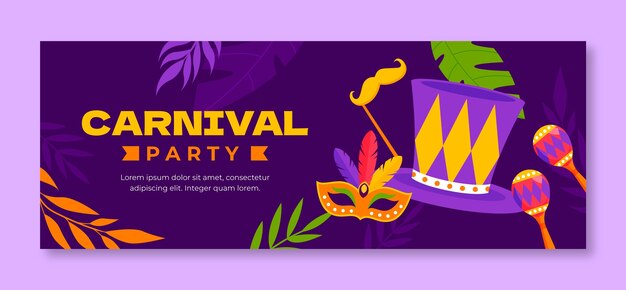 カーニバルパーティーの祝賀のためのソーシャルメディアのカバーテンプレート