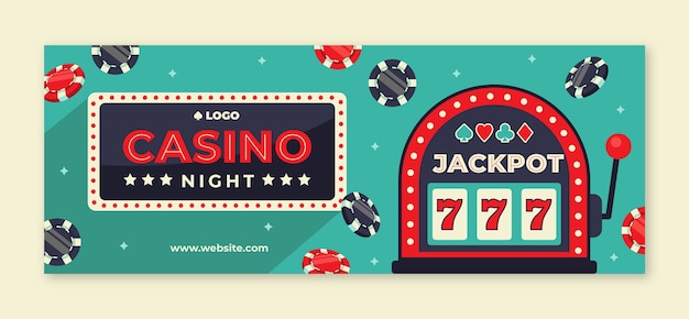 Free vector social media cover template for casino experience and gambling