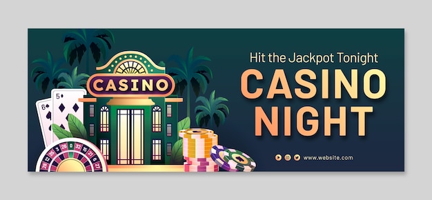 Free vector social media cover template for casino experience and gambling