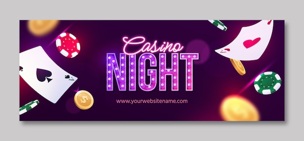 Free vector social media cover template for casino and gambling