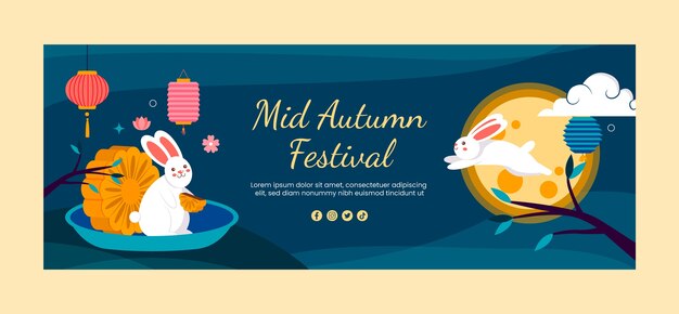 Social media cover template for chinese mid-autumn festival celebration