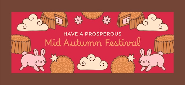 Free vector social media cover template for chinese mid-autumn festival celebration