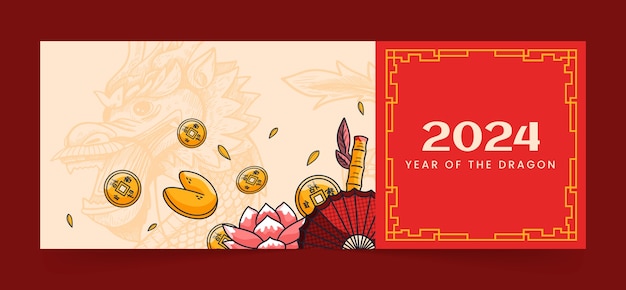 Social media cover template for chinese new year festival