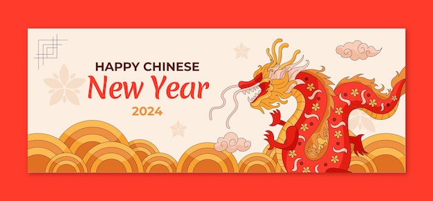 Free vector social media cover template for chinese new year festival