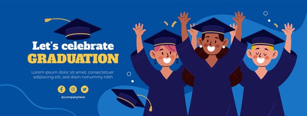 Free vector social media cover template for class of 2023 graduation