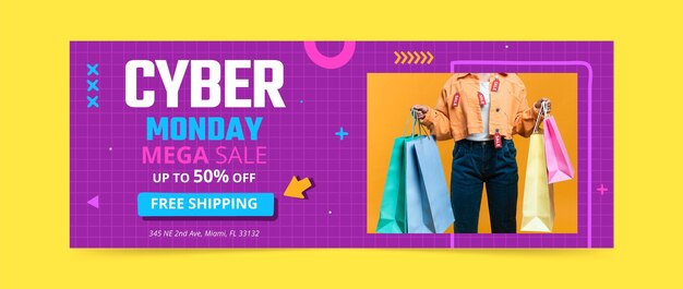 Social media cover template for cyber monday