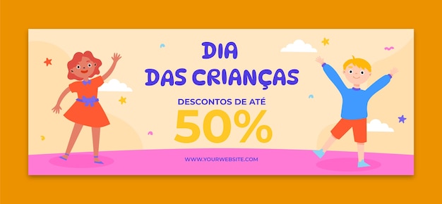 Free vector social media cover template for dia das criancas celebration