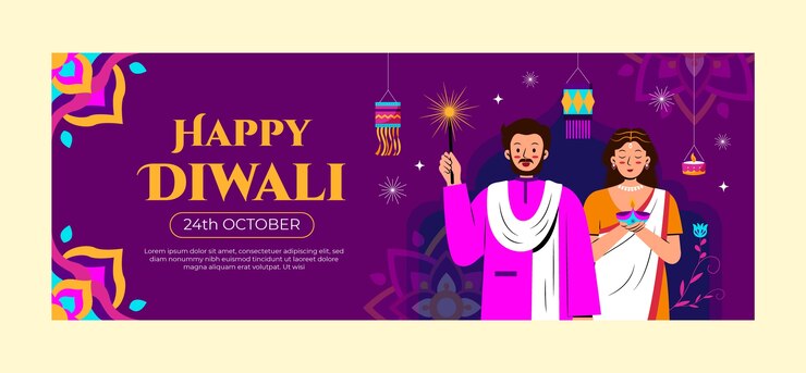 Free Vector social media cover template for diwali hindu festival celebration